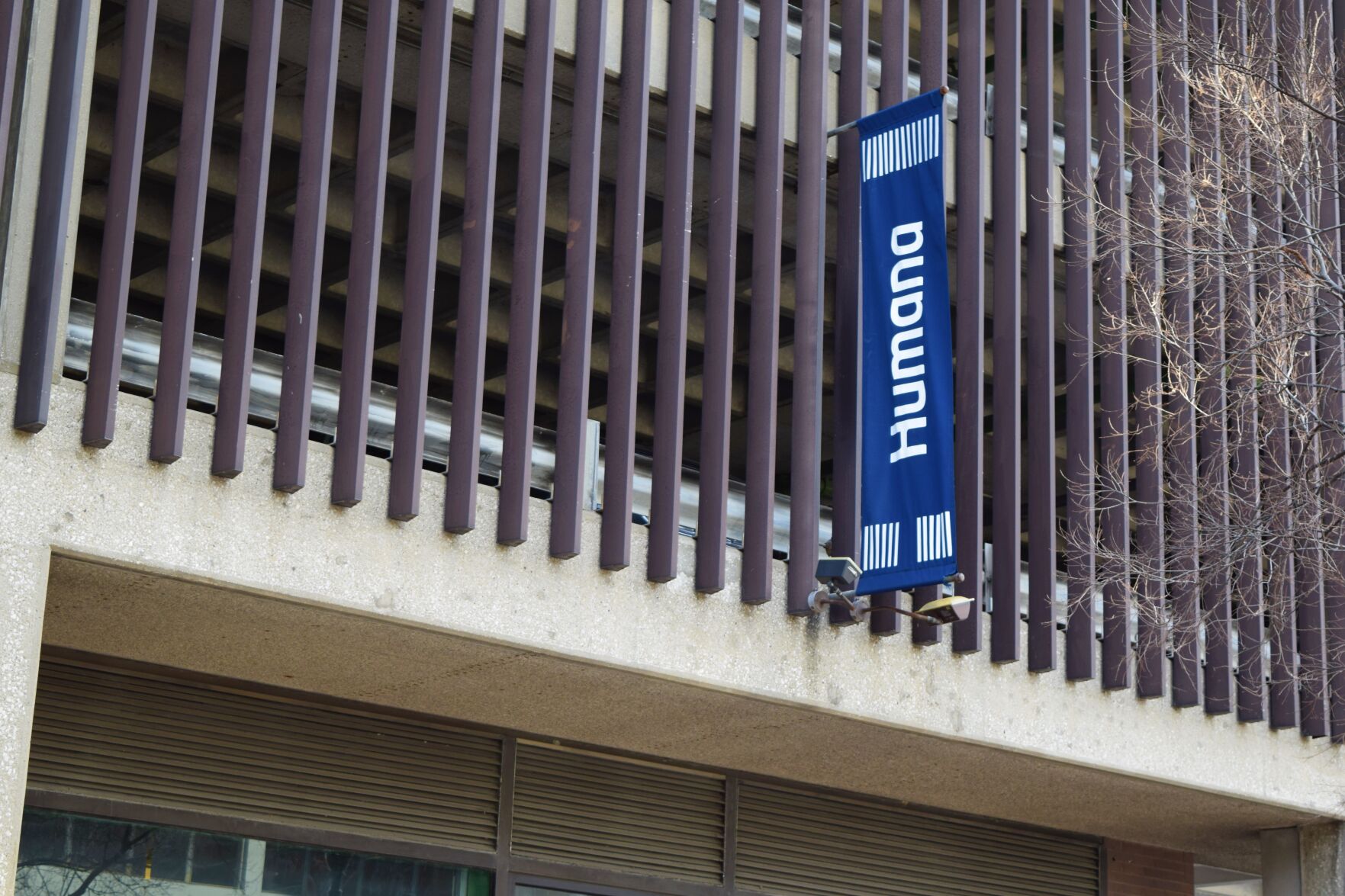 Humana awning sign on building